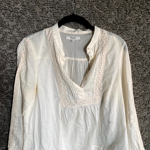 Madewell Eyelet Peasant Popover Blouse in Ivory - Picture 4 of 6